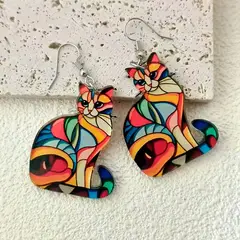 GENERICO - ARETES PARA MUJER - GATITOS VITRAL