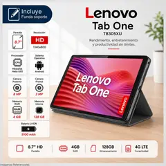 LENOVO - Tablet Tab One WiFi / 4G LTE 8.7" HD 4GB RAM 128GB eMMC + Folio Case - Luna Grey