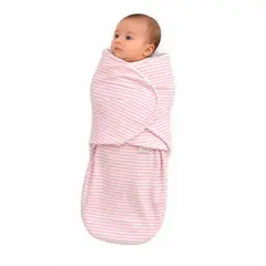 GENERICO - Manta envolvente para bebé algodón pima 0-3 meses Swaddle Rayas rosa