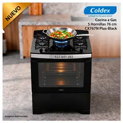 Coldex - Cocina a gas 5 Hornillas 76CM CX767N Plus Negro - Modelo Nuevo