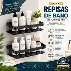 GENERICO - Pack x2 Repisas de Baño de Plástico ABS Resistentes – Organizadores Multiuso