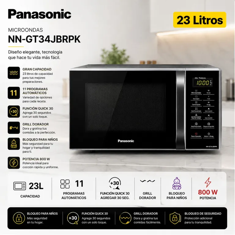 Microondas 23L NN-GT34JBRPK 800W Grill Digital