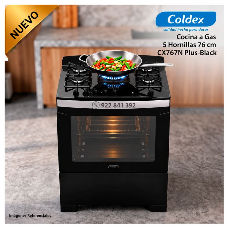 Cocina a gas 5 Hornillas 76CM CX767N Plus Negro - Modelo Nuevo