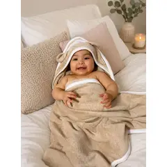 ACOLCHONADITOS - Toalla de Baño para Bebé con Capucha Ovejita Beige