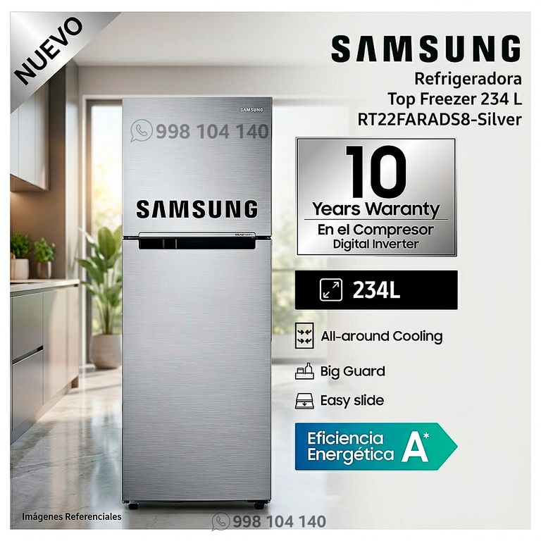 Refrigeradora Top Frezeer 234 Litros RT22FARADS8/PE Silver Modelo Nuevo