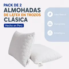 RIVESI - Pack de 2 almohadas de látex en trozos clásica
