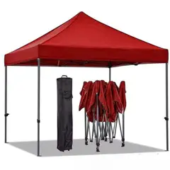 GENERICO - Toldo Plegable 3x3 m Rojo con Estructura Metálica Reforzada