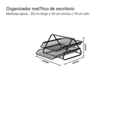 GENERICO - Organizador metálico de documentos 2 niveles negro para escritorio