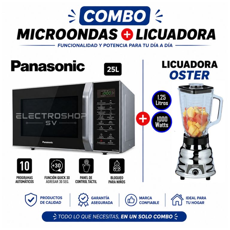 HORNO MICROONDAS 25 L. SILVER NN- SB34HM + LICUADORA OSTER