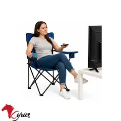 NO LOGO - Silla de camping plegable con posavasos Azul