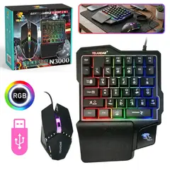 SEISA - Kit Teclado Mouse Gamer RGB Mini 39 Teclas Para Una Mano Gaming YELANDAR