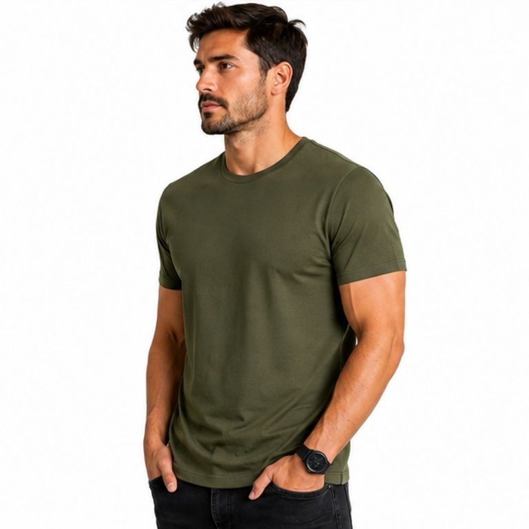 Polo hombre manga corta100% algodón peruano - Verde Militar