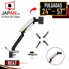 JAPANTEC EL RACK DEL FUTURO - Soporte de Monitor Brazo Articulado Japan Tec RE47 Negro 24 a 57 Pulgadas