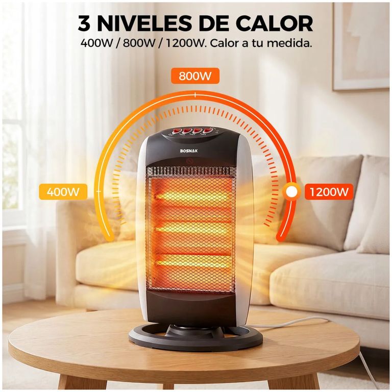 Calefactor Electrico Halógeno BOSNAK BK-512 de 1200W