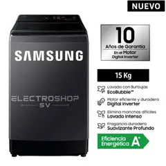 SAMSUNG - Lavadora 15Kg WA40F15E4CPE EcoBubble Gris Grafito - Modelo Nuevo