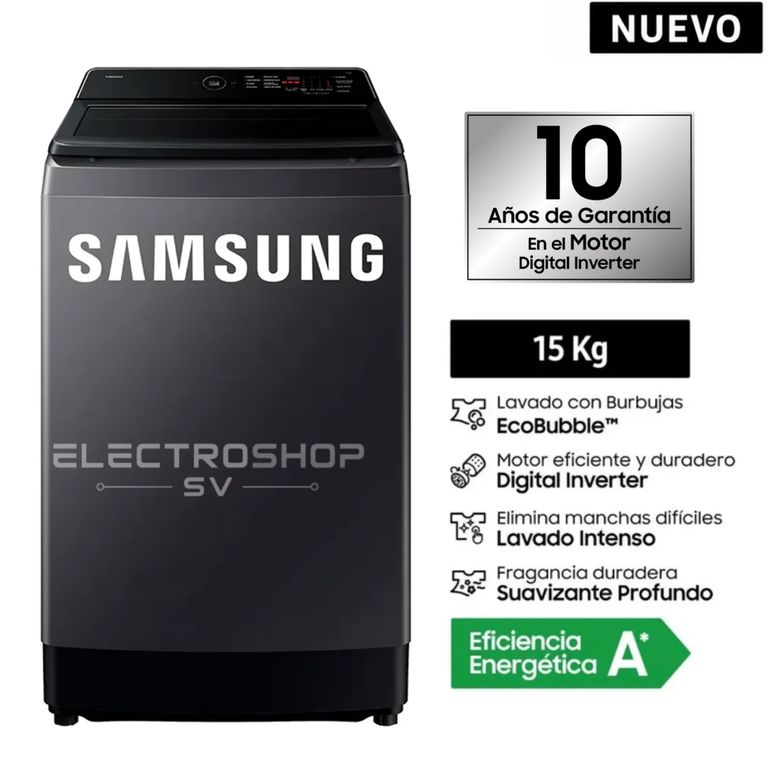 Lavadora 15Kg WA40F15E4CPE EcoBubble Gris Grafito - Modelo Nuevo