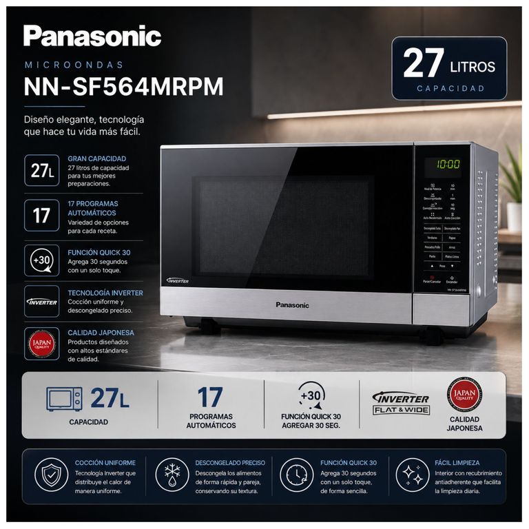 Horno Microondas NN-SF564MRPM 27L 1000W Inverter