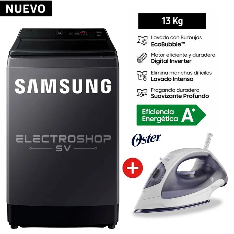 Lavadora 13Kg Ecobubble WA40F13E4CPE Gris Grafito + Plancha Oster