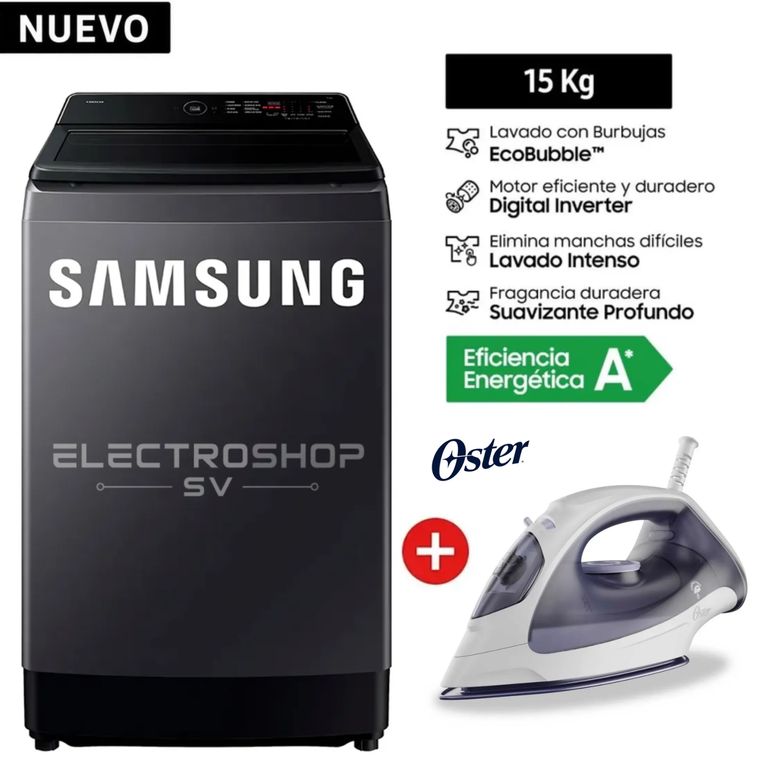 Lavadora 15Kg WA40F15E4CPE EcoBubble Gris Grafito + Plancha Oster