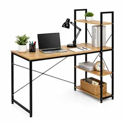 INSPIRA MARKET - Escritorio con Estantería y Repisas 120x60x70 cm para Oficina, Estudio y Home Office Negro