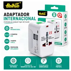 SEISA - Adaptador Enchufe Universal de Viaje Internacional Cargador USB , Type C Compatible 150 Países