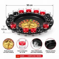 INSPIRA MARKET - Juego de Ruleta Shots para Beber con Vasos Juego de Fiesta para Reuniones y Celebraciones