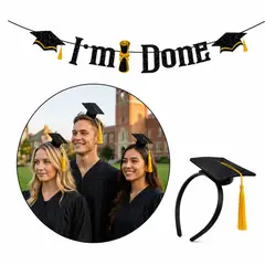 GENERICO - Accesorio de Graduación Vincha con Birrete con banner – Ideal para Fotos y Fiesta