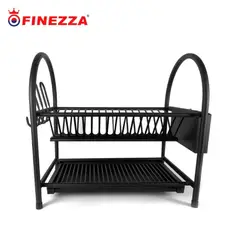 FINEZZA - Escurridor de platos FZ 8053R Acero Inoxidable 16 platos Negro
