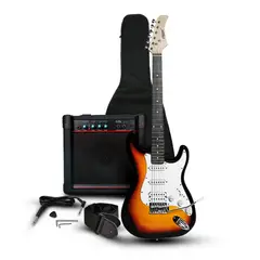 VOZZEX - Pack Guitarra Eléctrica Sunburst con Amplificador y Accesorios
