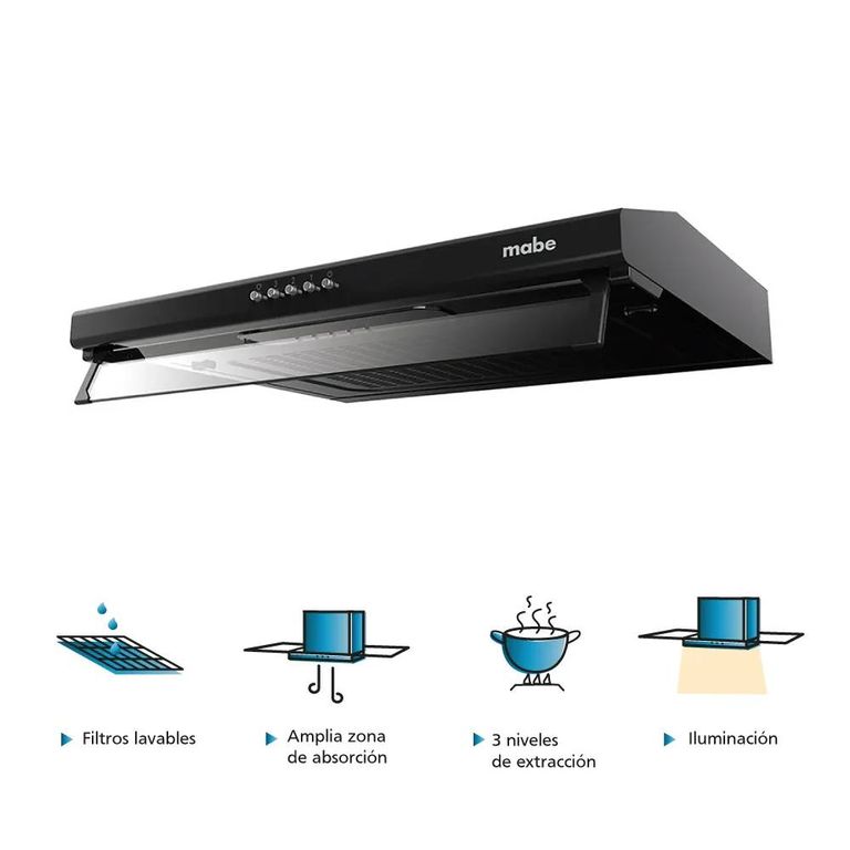 Campana Extractora 60 cm Negra
