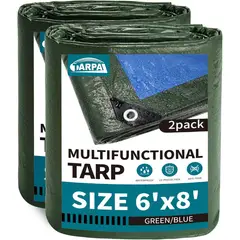 GENERICO - Lona Impermeable Tarpal 6x8ft 2 Pack Verde Azul HDPE