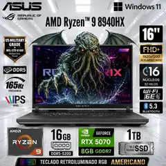 ASUS - Laptop Gamer ROG Strix G16 Ryzen 9 8940HX 16GB 1TB SSD RTX 5070 16" 165Hz G614PP-WH94