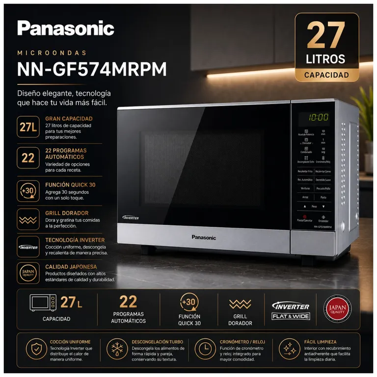 Horno Microondas NN-GF574MRPM 27 Litros Inverter