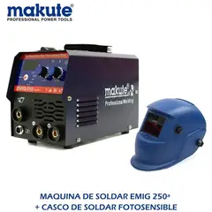 MAKUTE - MAQUINA DE SOLDAR EMIG 250ª + CASCO DE SOLDAR FOTOSENSIBLE
