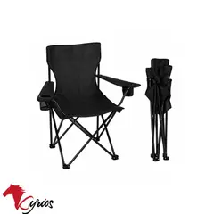 NO LOGO - Silla de camping plegable con posavasos negro