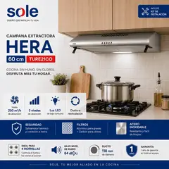 Sole - Campana Extractora Hera 60 cm TURE21CO 3 Niveles Acero Inoxidable