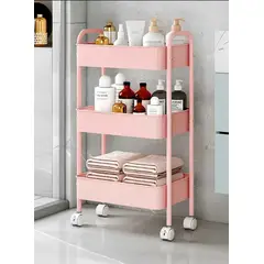 GENERICO - CARRITO ORGANIZADOR MULTIUSO CON RUEDAS COLOR ROSADO