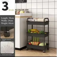 GENERICO - CARRITO ORGANIZADOR MULTIUSO CON RUEDAS COLOR NEGRO