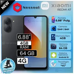 XIAOMI - Celular Redmi A7 6.88" Pulg. 3GB RAM 64GB Android 15 + Regalo