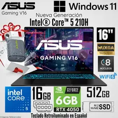 ASUS - Laptop Gaming V16 V3607VU-RP038W Intel Core 5 210H 16GB RAM 512GB RTX 4050-6GB 16" WUXGA 144Hz