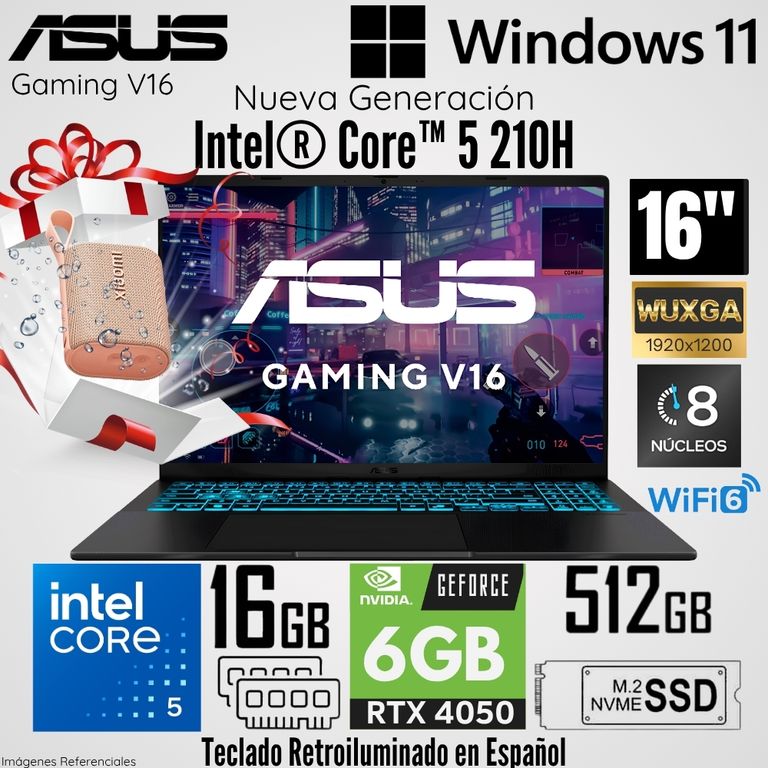 Laptop Gaming V16 V3607VU-RP038W Intel Core 5 210H 16GB RAM 512GB RTX 4050-6GB 16" WUXGA 144Hz