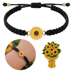 KARMY - Pulsera + Pin Girasol Regalo Novia Flores Amarillas