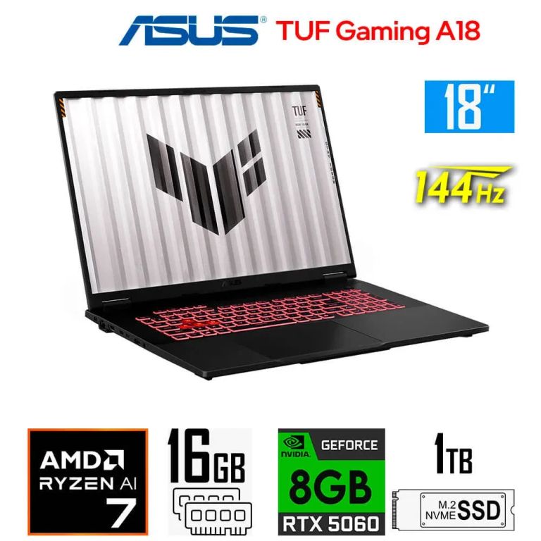 Laptop gamer TUF Gaming A18 Ryzen 7-260 Nvidia RTX5060 Ram 16gb 1tb ssd 18″ wuxga 144hz