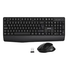 PHILIPS - Combo Teclado + Mouse Inalámbrico SPT6348B/85 Ergonómico Negro Español