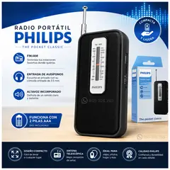PHILIPS - Radio Portátil a Pilas Retro AM/FM TAR1506 - Negro