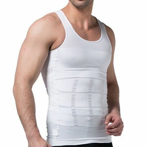 Camiseta Reductora Masculina para Moldear Abdomen y Pecho - Ideal para Uso Diario Blanco talla M