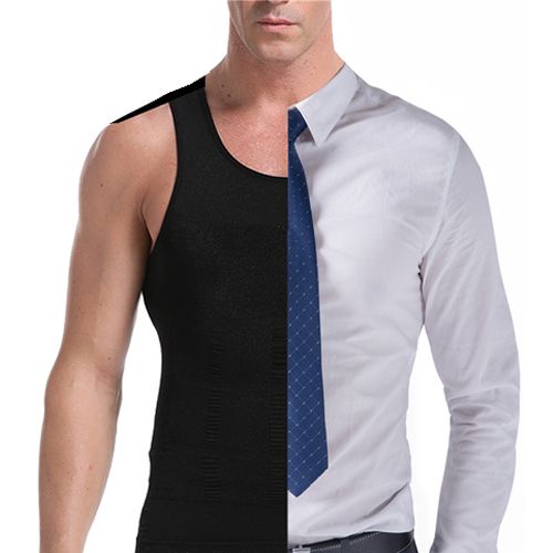 Camiseta Reductora Masculina para Moldear Abdomen y Pecho - Ideal para Uso Diario Negra talla M