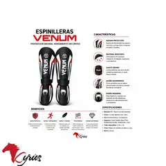 NO LOGO - Canilleras blanca con rojo y negro VENUM