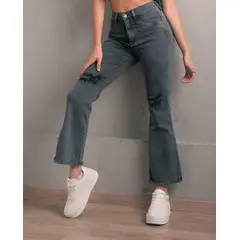 NEBULA - Pantalón Acampanado 4.0 - Gris Rasgado