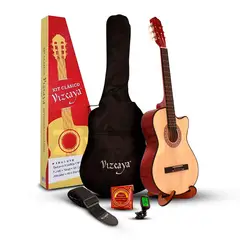 VIZCAYA - Pack Guitarra Acústica CGP-WN Funda, Afinador, Correa y Accesorios